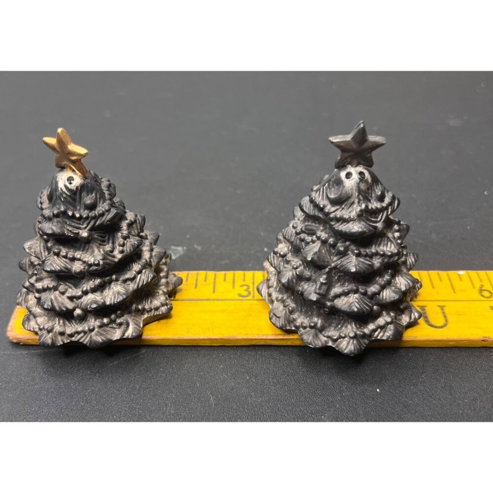 VGT Godinger Silver Plated Christmas Trees Salt and Pepper Shakers Holiday - Picture 9 of 12